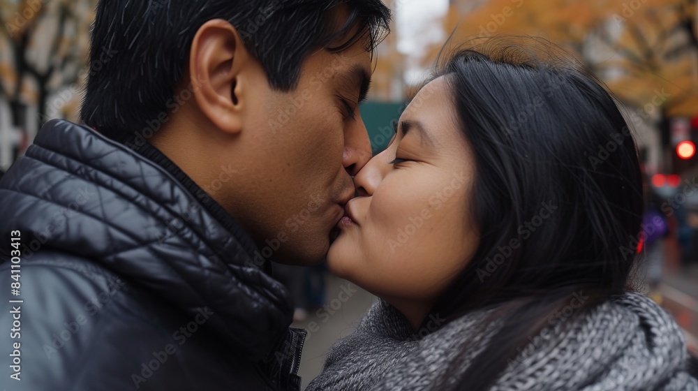 Deep connection in Asian couple's kiss Deep connection in Asian couple's kiss