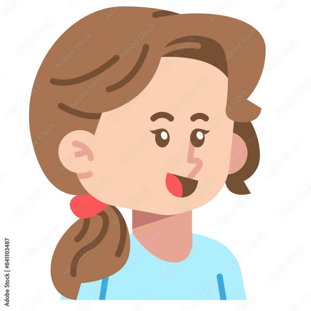 Long hair ponytail woman Flat Icon Long hair ponytail woman Flat Icon