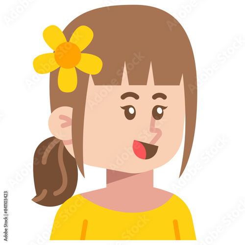 Girl with Ponytail Flat Icon