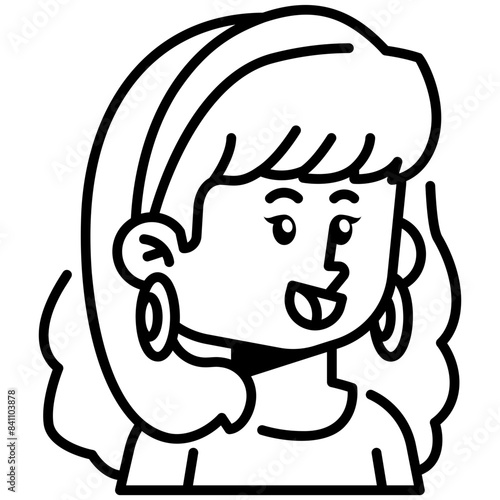Long hair Woman Line Icon