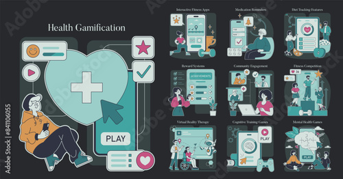 Health Gamification. Flat Vector Illustration