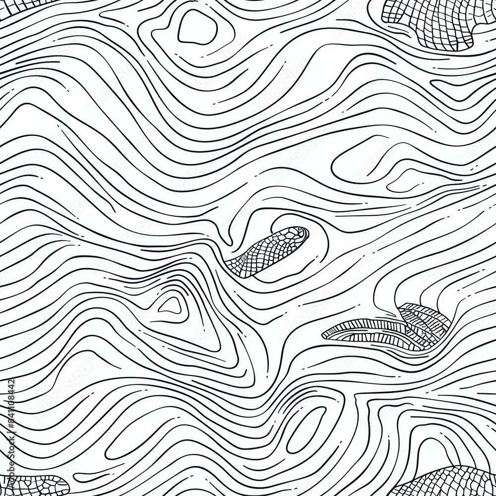 An abstract line drawing of a sea turtle swimming, with its shell and ...
