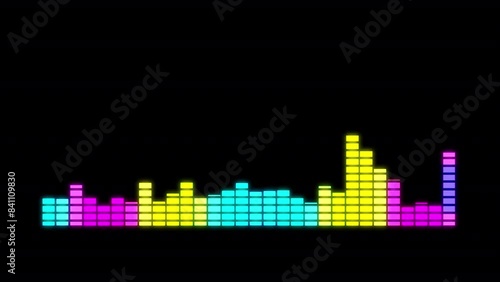 Audio equalizer bars moving. Colorful music equalizer Animation.  photo