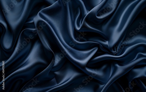 A close up of a black fabric. Navy blue color