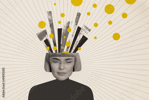 Konstfotografi Composite collage image of sad female head overloaded information tired psychoth