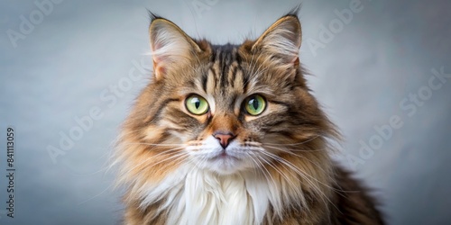 Portrait of fluffy domestic cat with bright green eyes  pet  feline  animal  domestic  cute  fluffy  portrait  whiskers