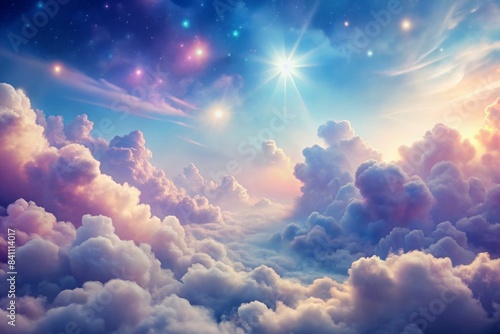 Dreamy and ethereal image of nebulous clouds floating in a soft and heavenly atmosphere , dreamy, ethereal, cloudscape © wasana