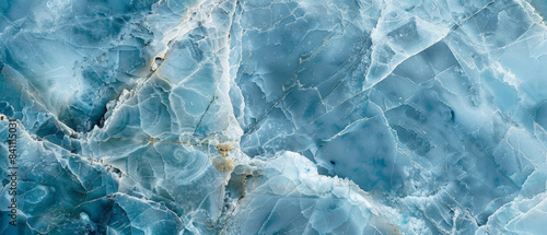 Close-Up View of Blue Marble Stone Surface With White Veins