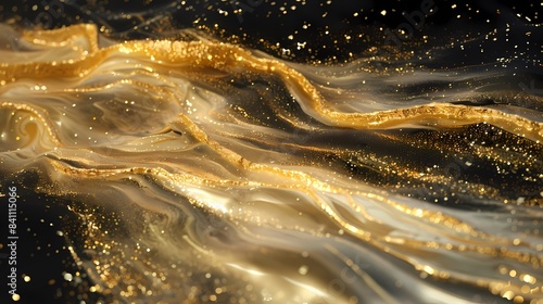 Digital gold flowing sand abstract graphic poster background
