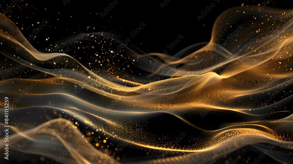 Obraz premium Digital gold flowing sand abstract graphic poster background