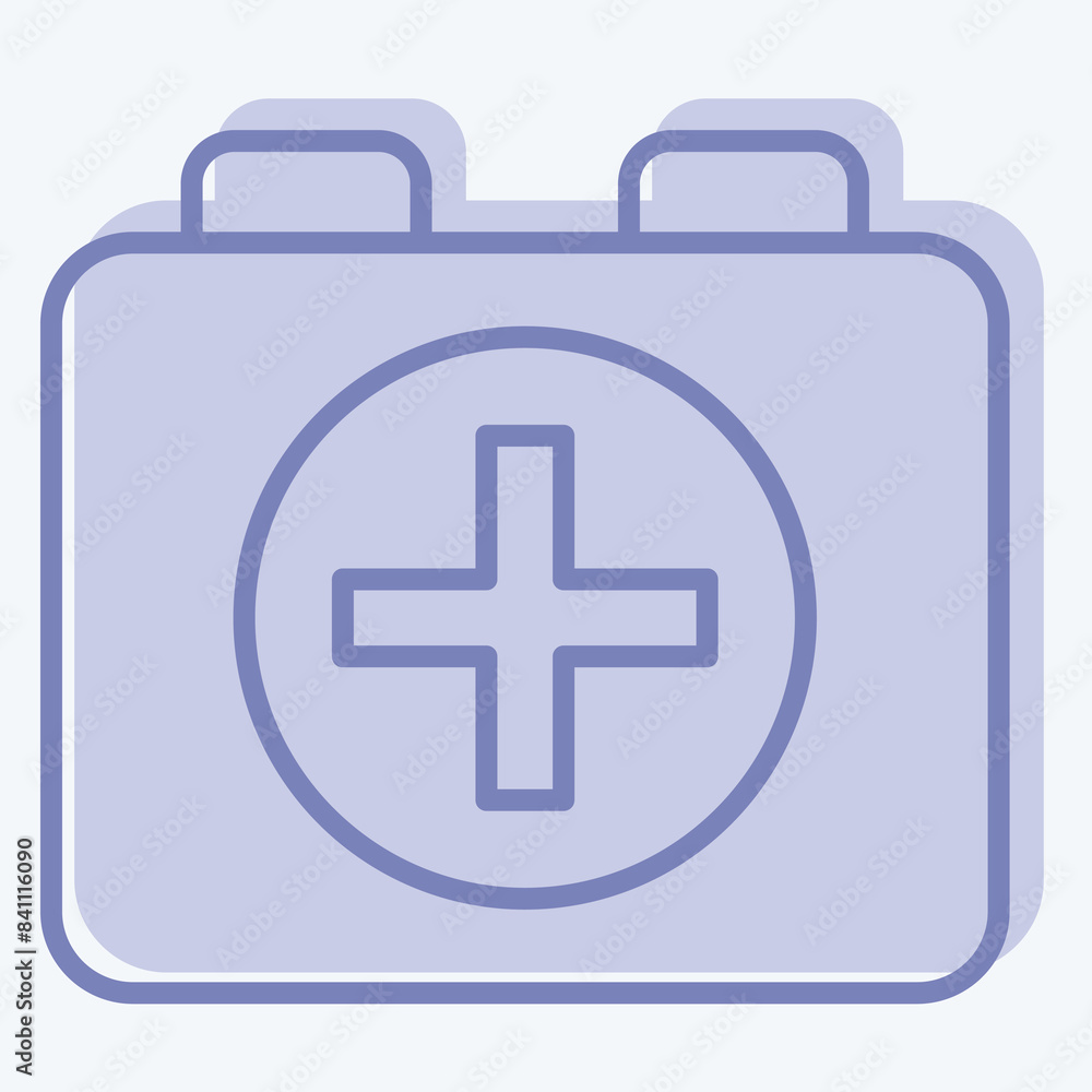 Icon First Aid kit. related to Rugby symbol. two tone style. simple design illustration Icon First Aid kit. related to Rugby symbol. two tone style. simple design illustration