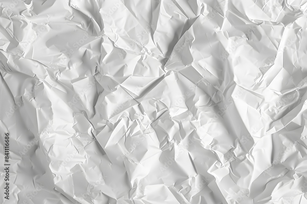 Crumpled White Paper Texture Overlay Background