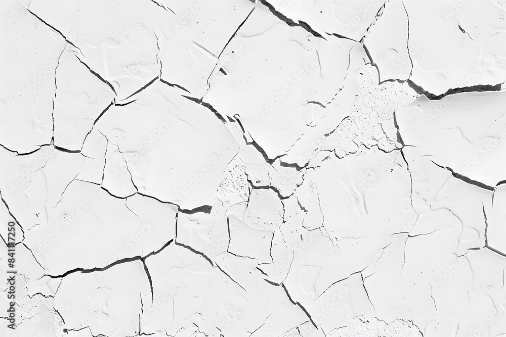 Naklejka premium White Cracked Wall Texture - High Resolution Background
