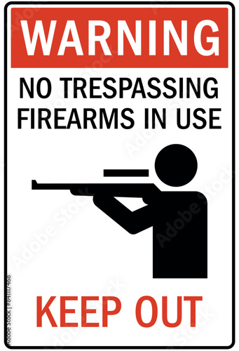 Shooting range sign no trespassing firearms in use