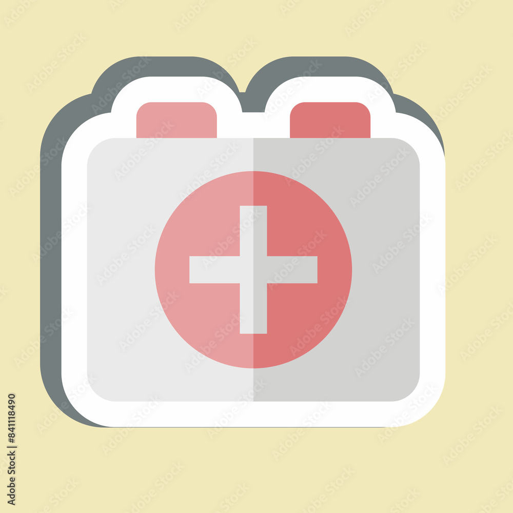Obraz premium Sticker First Aid kit. related to Rugby symbol. simple design illustration