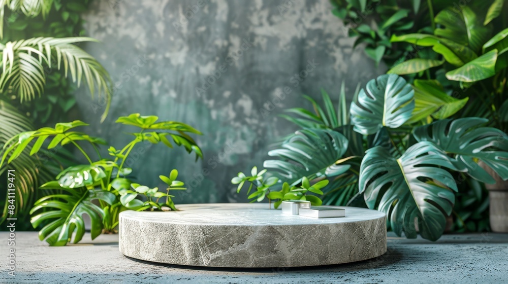 Minimal Podium state platform or Dais with nature background Minimal Podium state platform or Dais with nature background