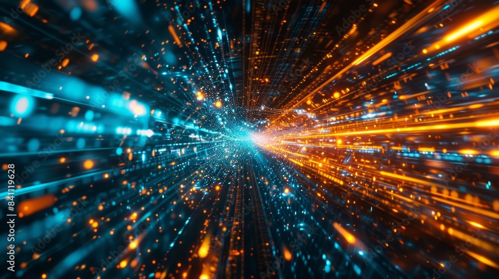 Obraz premium Dynamic Energy Burst in Space - Generative AI