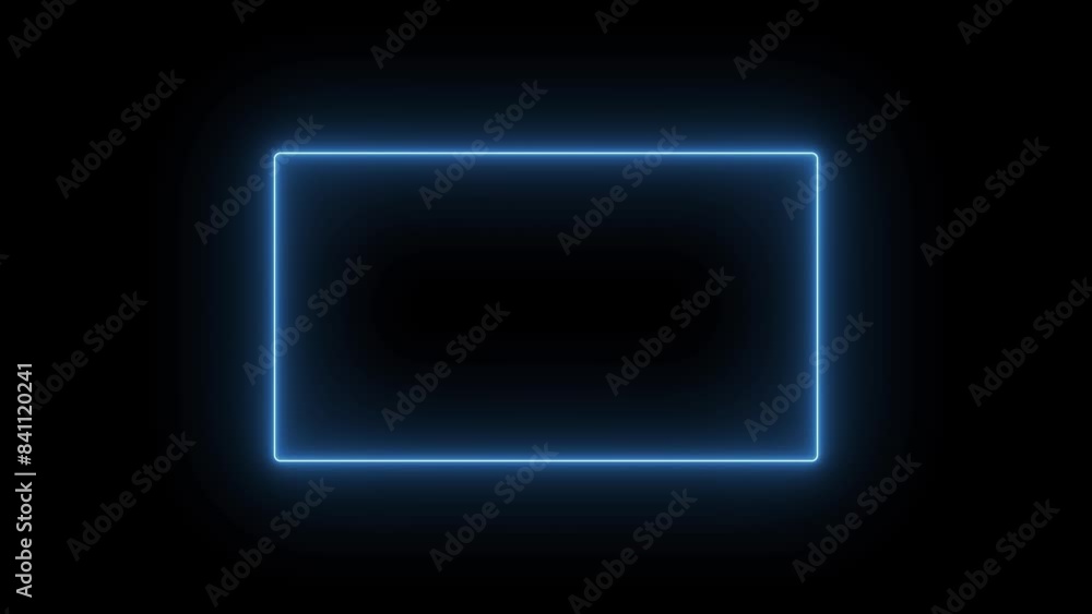 Flickering neon rectangle frame on an isolated black background. Flickering neon rectangle frame on an isolated black background.