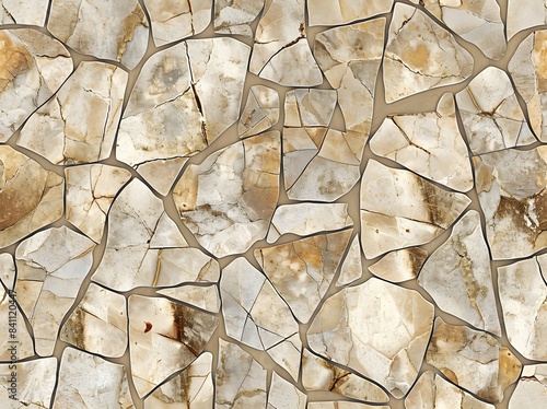 Beige Mosaic Stone Texture Seamless Pattern photo