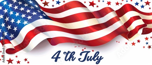 Celebrate Independence Day with this vibrant image of the American flag and festive 4th of July design, perfect for patriotic themes and events.