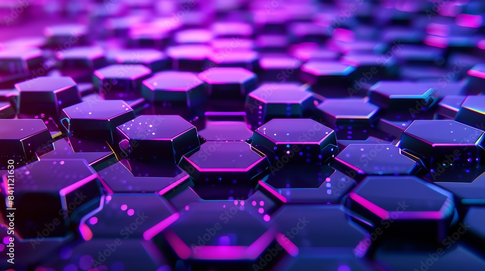 a purple and blue-ish hexagonal patterned background. futuristic and soccer feel with a bit of cyberpunk tone a purple and blue-ish hexagonal patterned background. futuristic and soccer feel with a bit of cyberpunk tone