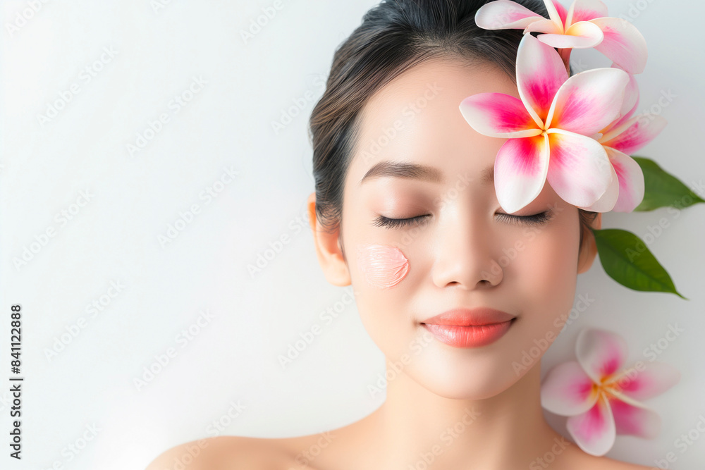 Beauty Spa Asian Woman with clean fresh skin and health wellness isolated on white background. Facial treatment, cosmetology, spa, natural makeup beautiful concept. Beauty Spa Asian Woman with clean fresh skin and health wellness isolated on white background. Facial treatment, cosmetology, spa, natural makeup beautiful concept.