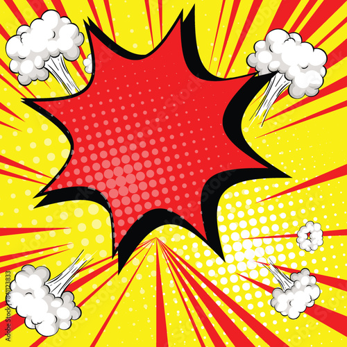 Vibrant comic-style explosion with clouds