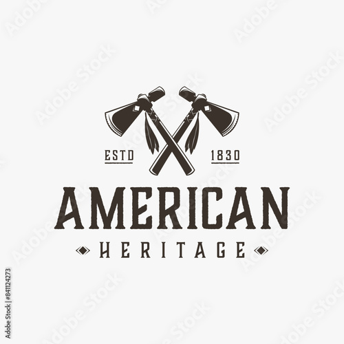 Native American Tomahawk logo white background