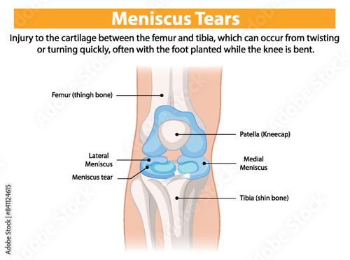 Illustration of knee meniscus tear anatomy