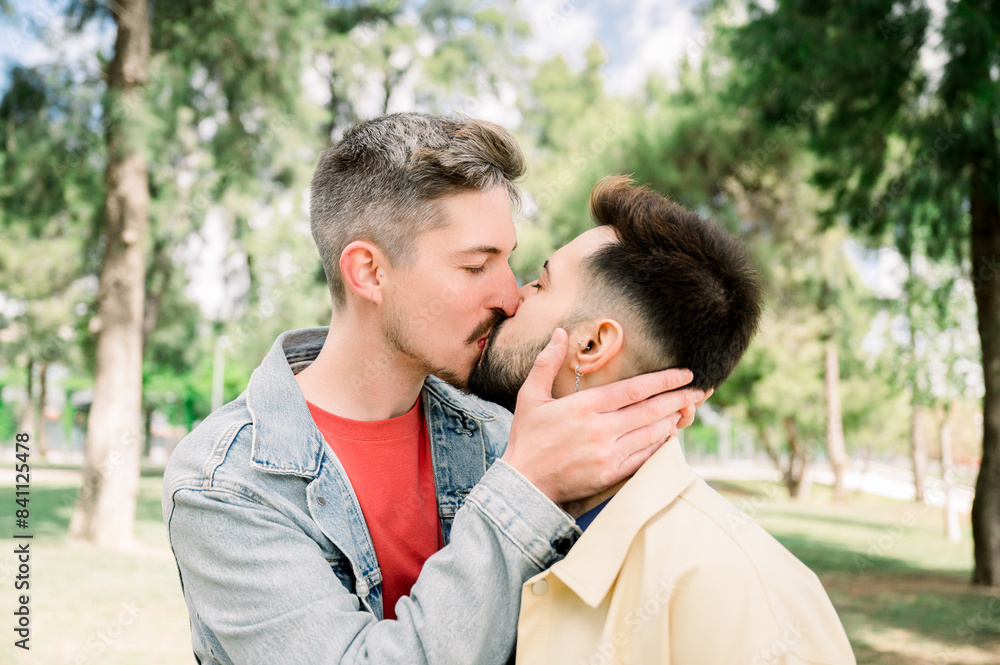 homosexual happy couple kissing outside homosexual happy couple kissing outside