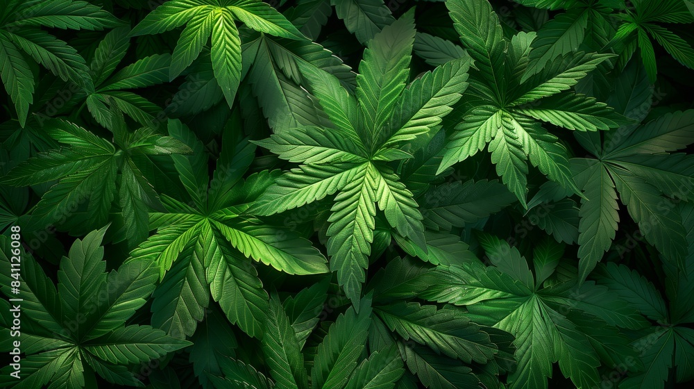 Lush Green Cannabis Leaves Background. Dense background of lush green cannabis leaves, highlighting the plant's natural beauty and detailed texture. Lush Green Cannabis Leaves Background. Dense background of lush green cannabis leaves, highlighting the plant's natural beauty and detailed texture.