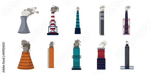Industrial Chimneys Vector Set