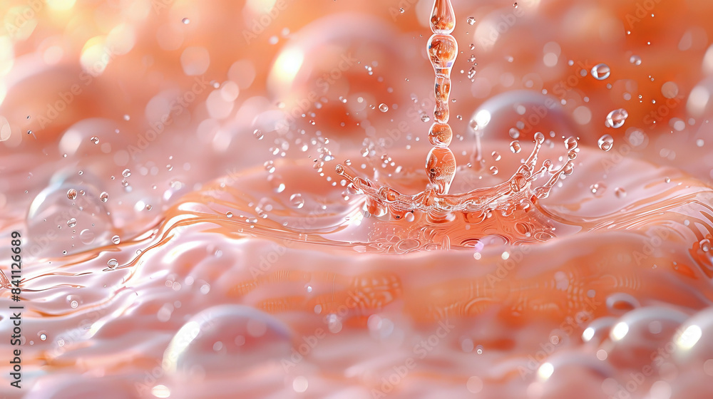 Water Droplet Splashing In A Pink Liquid Water Droplet Splashing In A Pink Liquid