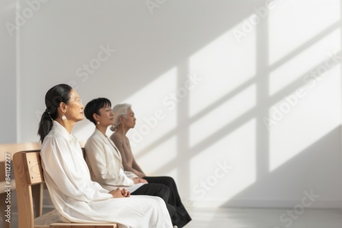 Middle-Aged Women of Diverse Ethnicities at a Menopause Wellness Seminar in a Bright Conference Room
