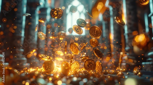 Sacred Bitcoin Quest: Illuminating Holy Grail of Digital Wealth in Cinema 4D Octane Render