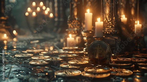 Sacred Bitcoin Revelation in Cinematic 4D Octane Render for Wealth Seekers