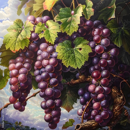 Grapes Climbing Vine Symbolizes Growth and Potential in Nature