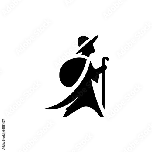 religious pilgrim man pray logo vector illustration template design