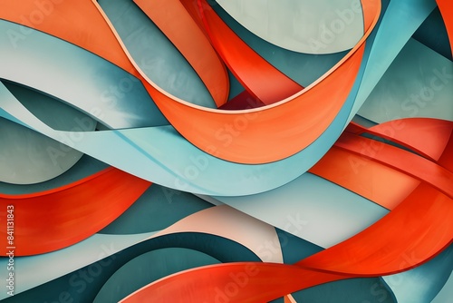 Abstract Colorful Ribbons Pattern, Retro Design photo