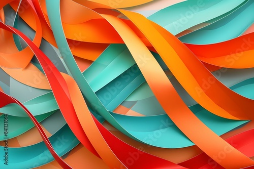 Abstract Colorful Ribbons Retro Design photo