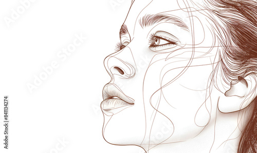 Close-up Human Face Line Drawing | High Quality with Larger Resolution photo
