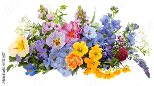 A vibrant bouquet of flowers isolated on a white background, showcasing naturea??s palette. photo