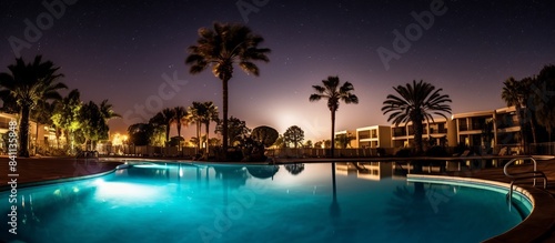 Swimming pool with starry sky background © Sarina