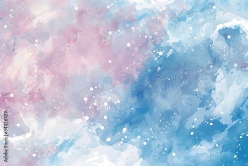 Abstract Pastel Watercolor Background With Soft Pink, Blue And White Colors