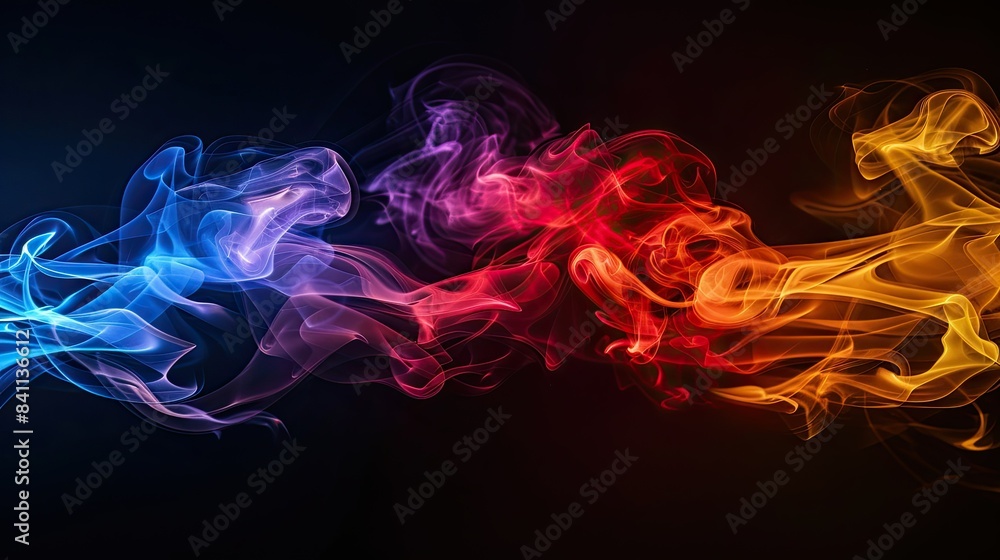 Art photo of colorful smoke moves on black background