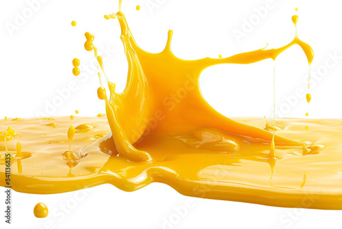 Cheese Explosion: Energetic Splash of Velvety Yellow Cheese (Transparent PNG) photo