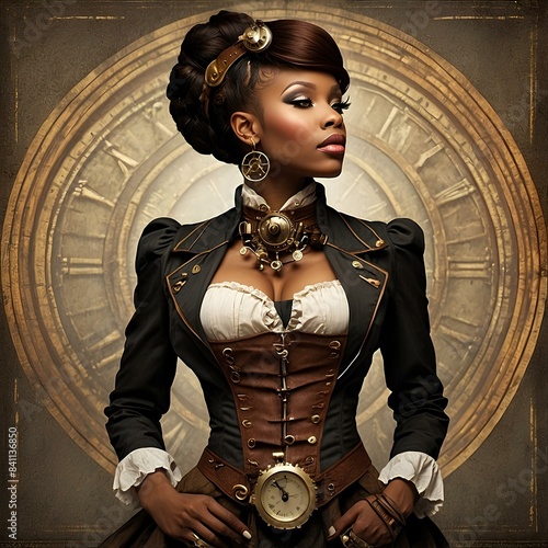 Steampunk Style -  close up photo of a model wearing retrofuturistic fashions