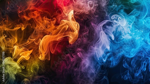 Art photo of colorful smoke moves on black background © Imron