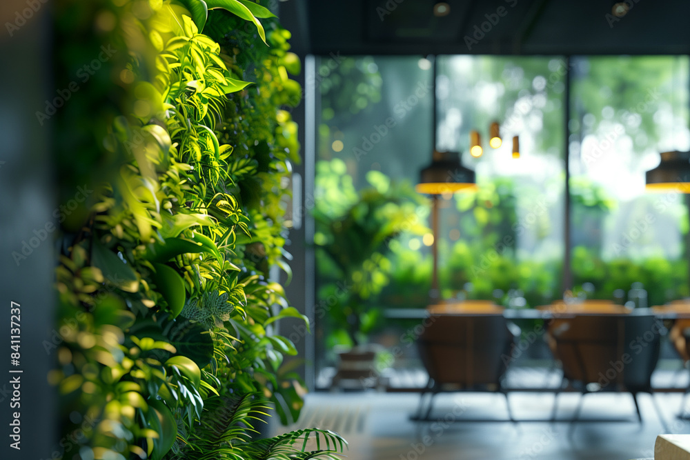 Green office design with house plants for carbon dioxide reduction Green office design with house plants for carbon dioxide reduction