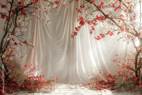 Maternity backdrop, wedding backdrop, photography background with delicate flowers